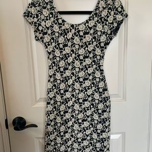 Black & White Floral Bodycon Dress